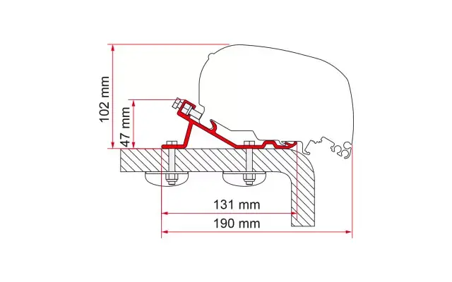 Adaptér pro M-B Sprinter a VW Crafter 400 na markýzy Fiamma F65 Eagle orientace univerzální