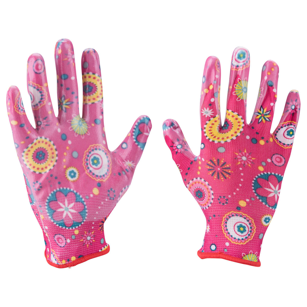 Zahradní polyesterové rukavice Extol Lady, polomáčené v nitrilu velikost 8"