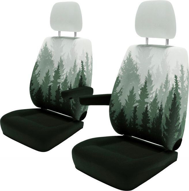 Potahy předních sedadel DriveDressy pro Renault Trafic od r. 2015 barva zelená - vzor Magic Forest