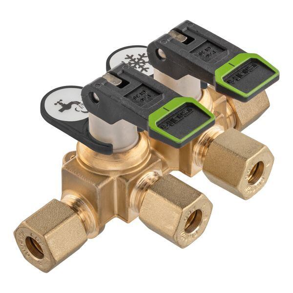 Dvojitý ventil pro rozvod plynu Gok KSV-AB2 krátký