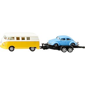 Model SIKU VW T1 z ciągnikiem i VW Beetle