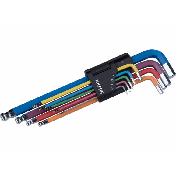 Inbusschlüssel mit Kugelkopf Extol Premium, 1,5–10 mm, S2, 9-teiliges Set