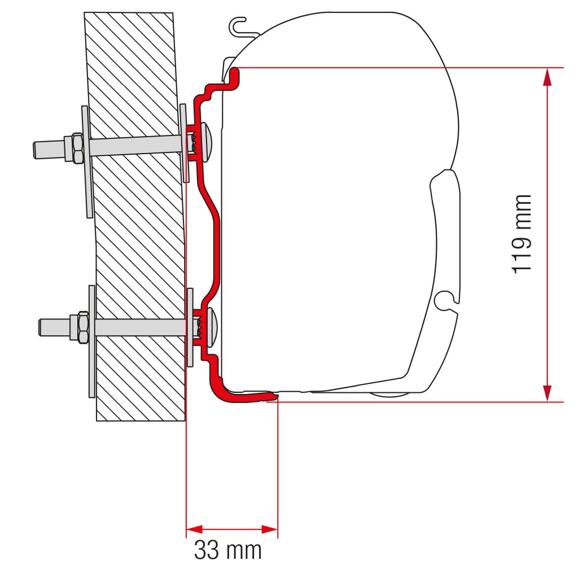 Adaptér pre markízy Hymer na markízy Fiamma F45/F70