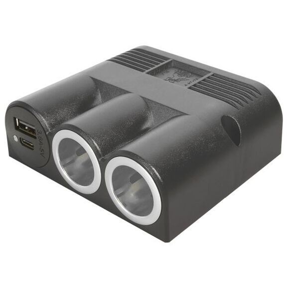 Pro Car-Steckdose mit doppelter Stromversorgung und USB-A/USB-C-Buchsen