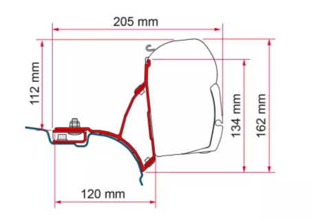 Fiamma Adapterkit für VW T5/T6 Multivan für F45 Markisen - RHD